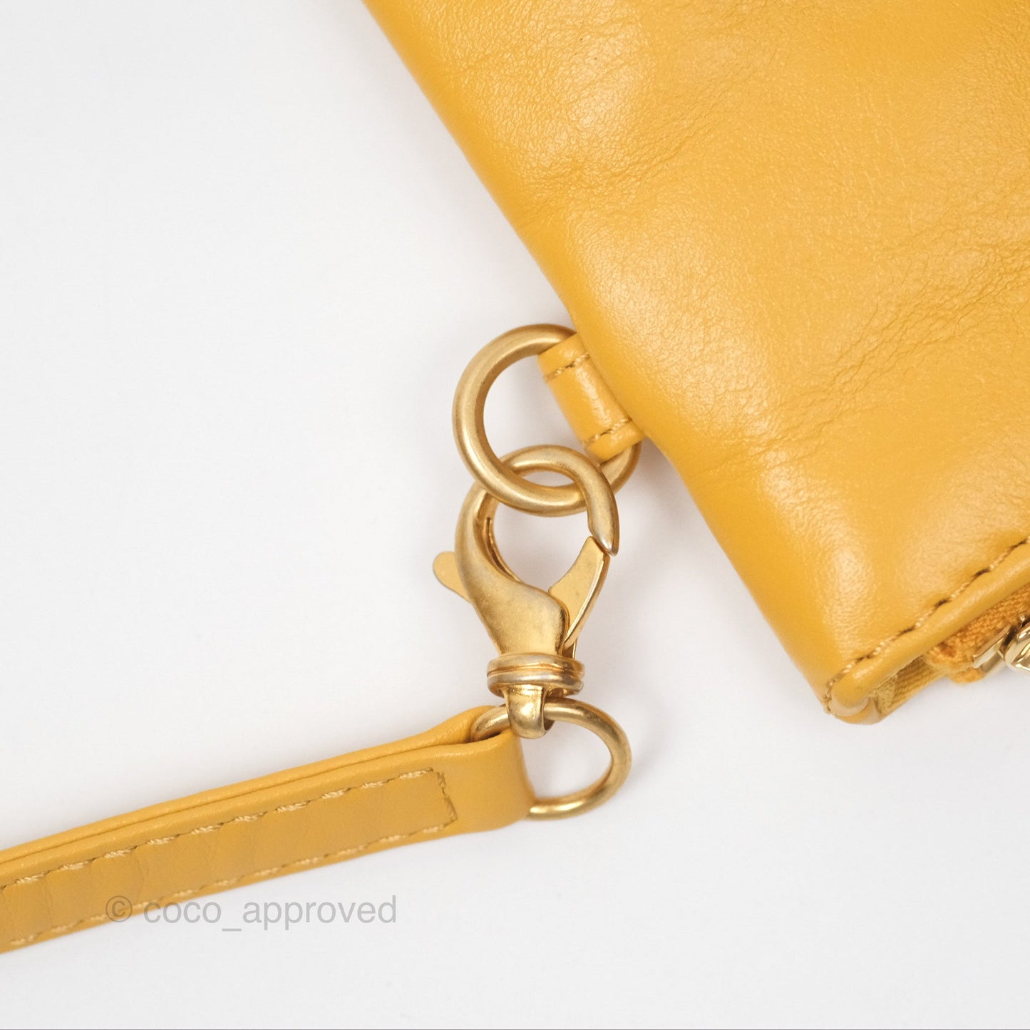 Chanel 22 Small Mustard Yellow Shiny Aged Calfskin Aged Gold Hardware