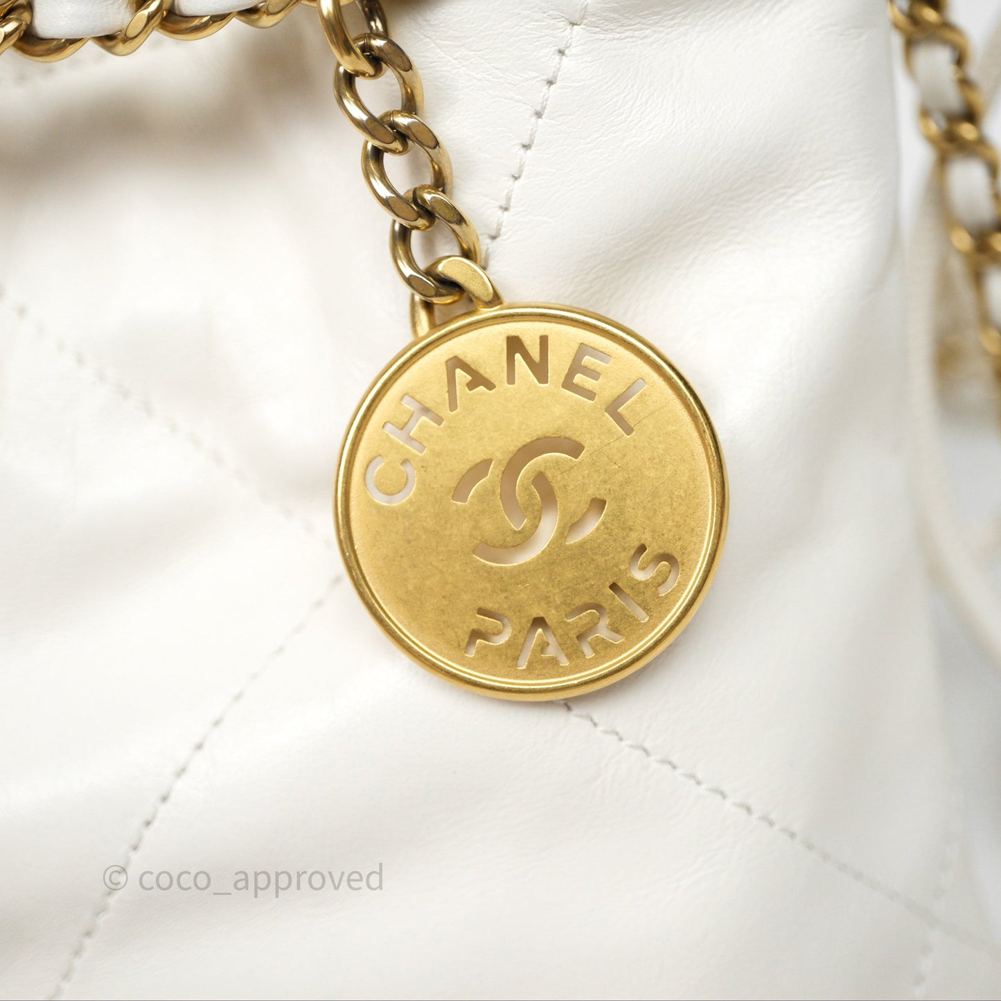 Chanel 22 Mini Bag White Shiny Crumpled Calfskin