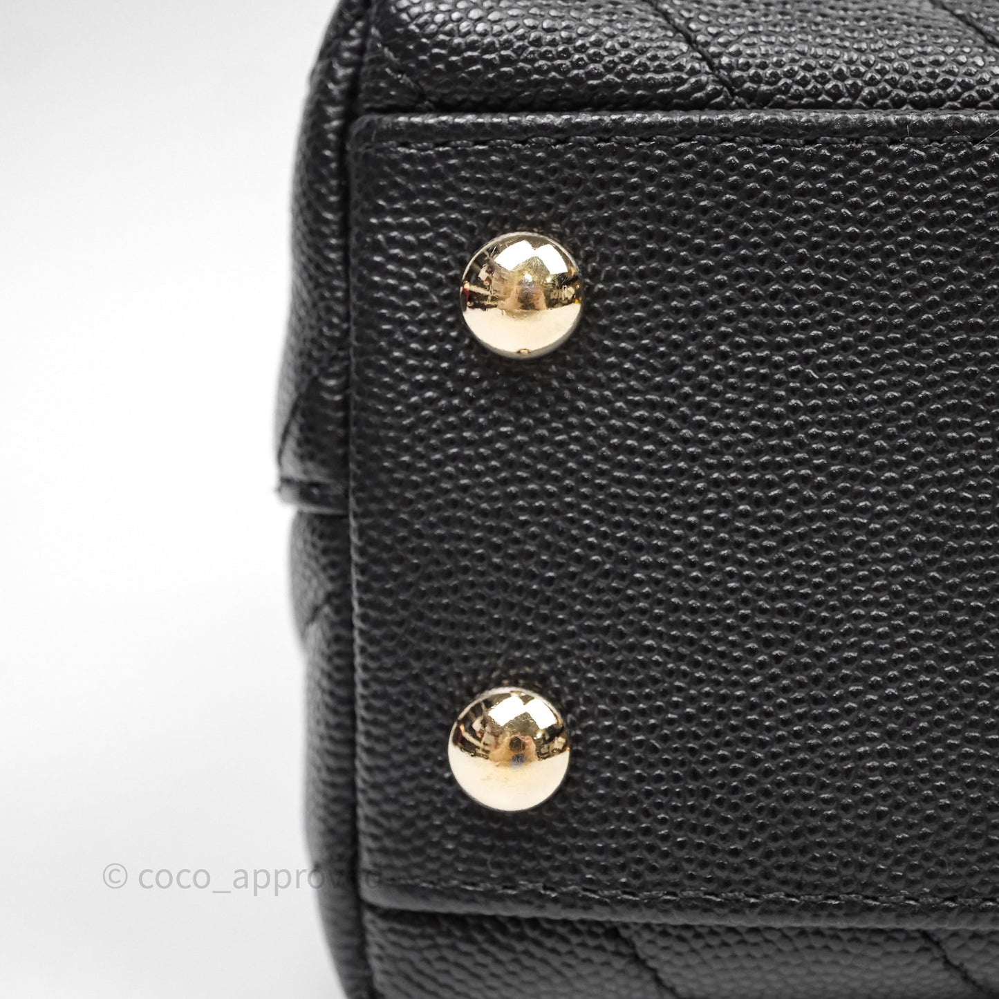 Chanel Small Coco Handle Chevron Black Caviar Gold Hardware Lizard Handle