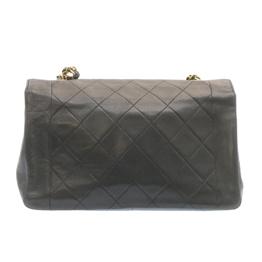 Luxury Chanel Chain Turn Lock Diana Matelasse Shoulder Bag Lamb Skin Black  28282A