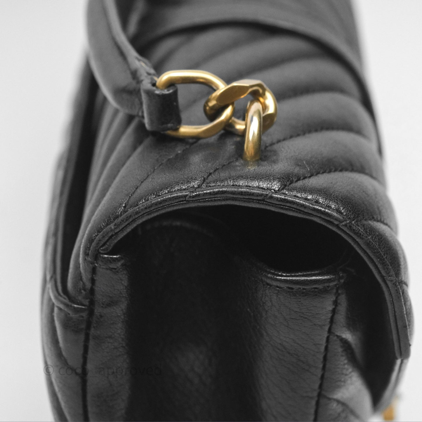 Saint Laurent Chevron Medium College Black Chain Bag Gold Hardware