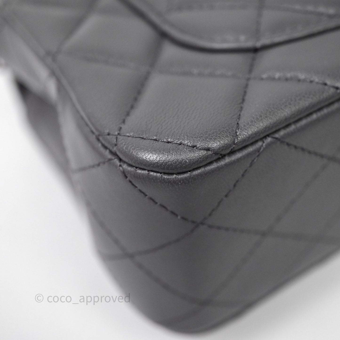 Chanel Quilted Mini Rectangular Dark Grey Lambskin Silver Hardware