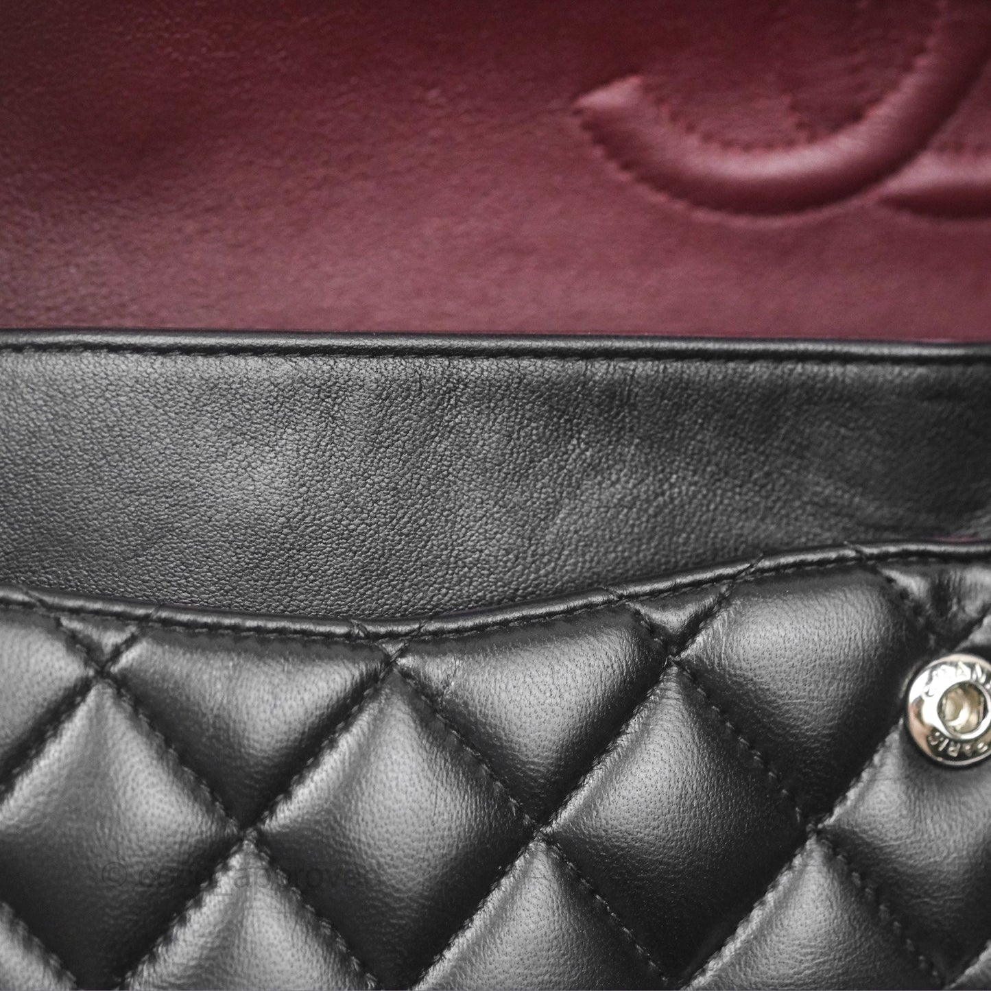 Chanel Classic M/L Medium Flap Quilted Black Lambskin Silver Hardware