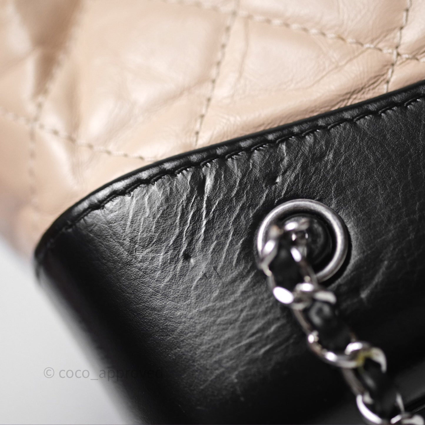 Chanel Small Gabrielle Backpack Beige Black Aged Calfskin