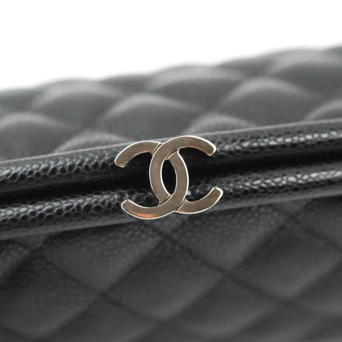 Chanel Quilted Timeless Kisslock Clutch Black Caviar Silver Hardware