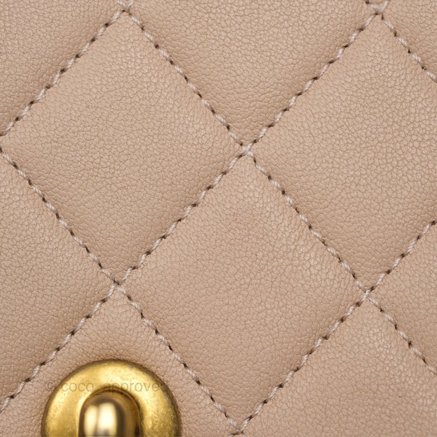 Chanel Quilted Chic Pearls Flap Beige Pink Goatskin Aged Gold Hardware