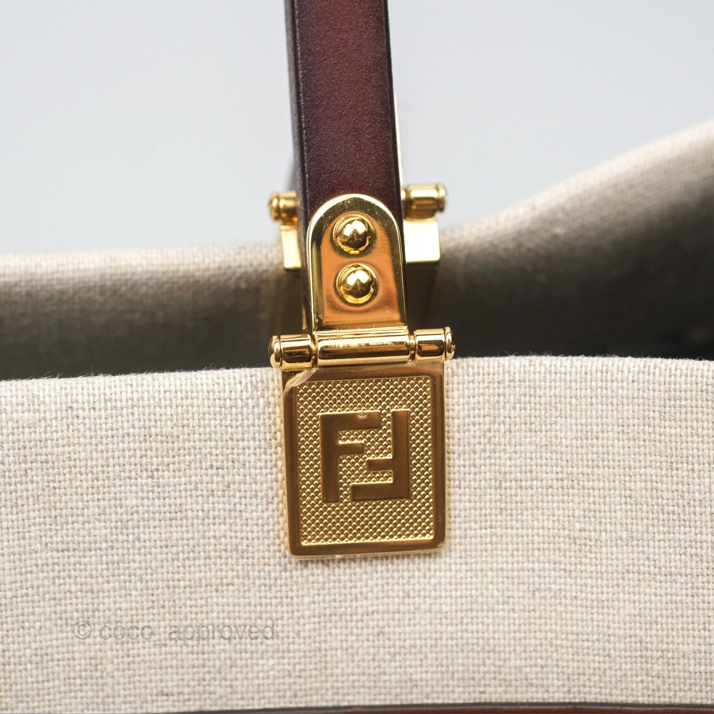 Fendi Sunshine Medium Tote Beige Fabric