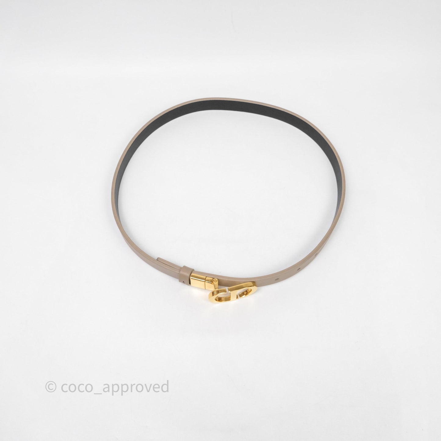 Dior 30 Montaigne Reversible Belt Hazelnut/Black Calfskin Gold Hardware Size 70