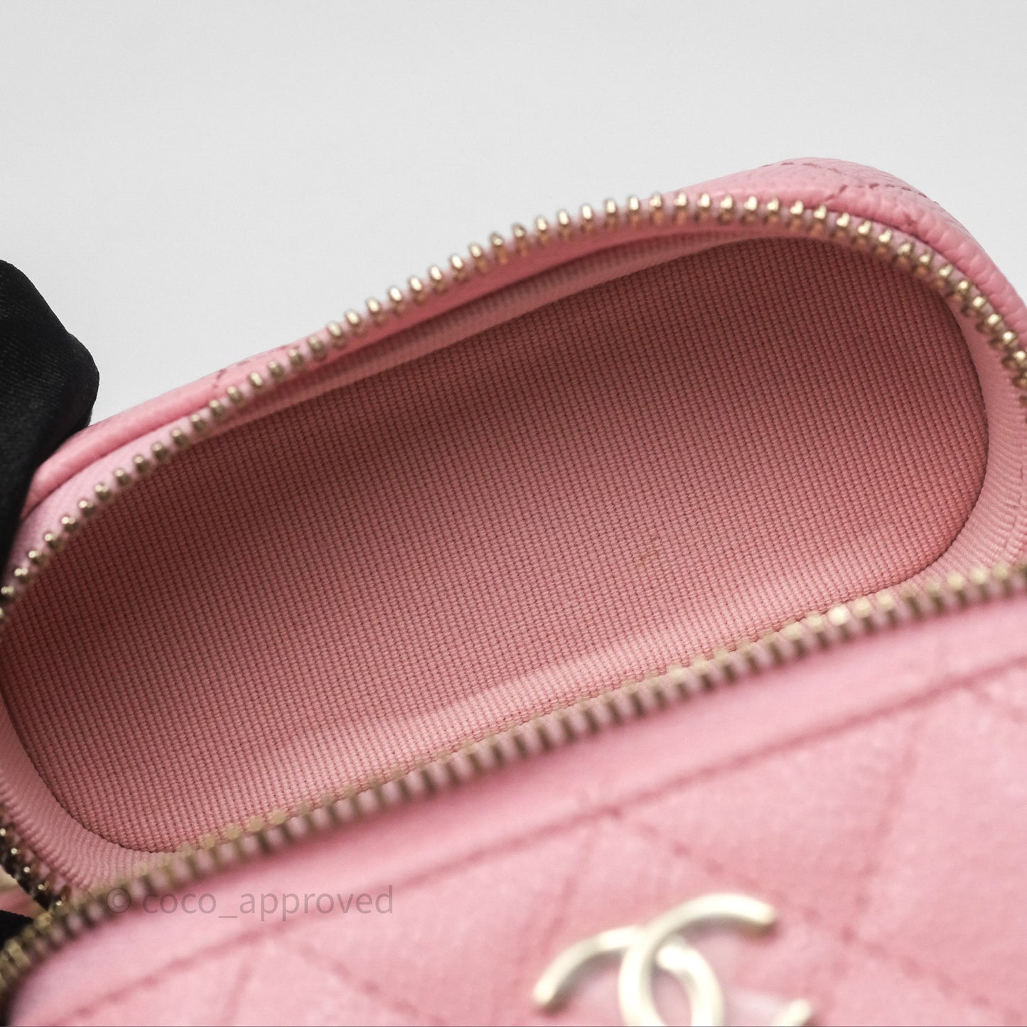 Chanel Quilted Mini Handle With Care Vanity Case With Chain Pink Caviar Gold Hardware