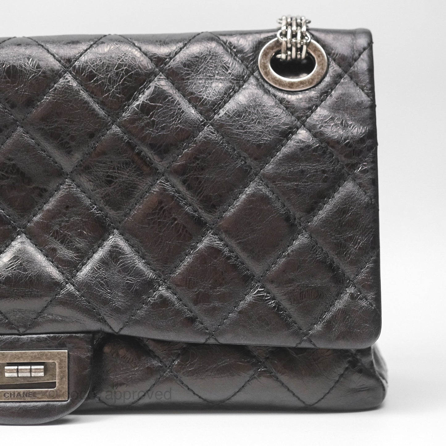 Chanel 228 Reissue Flap Quilted Black Crumpled Calfskin Ruthenium Hardware