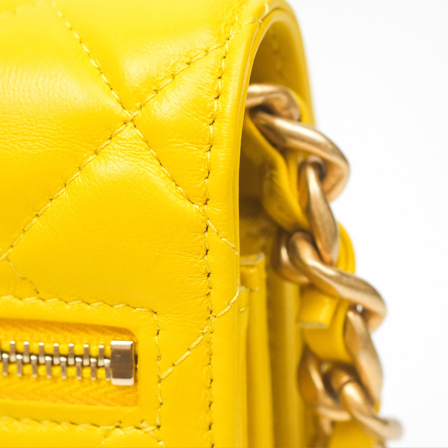 Chanel Lacquered Chain Mini WOC Yellow Lambskin