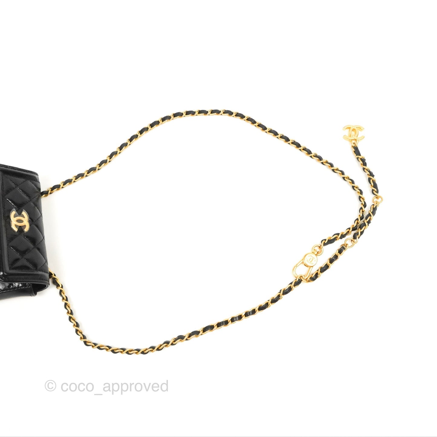 Chanel Waist Belt Bag Black Glazed Aged Calfskin Aged Gold Hardware