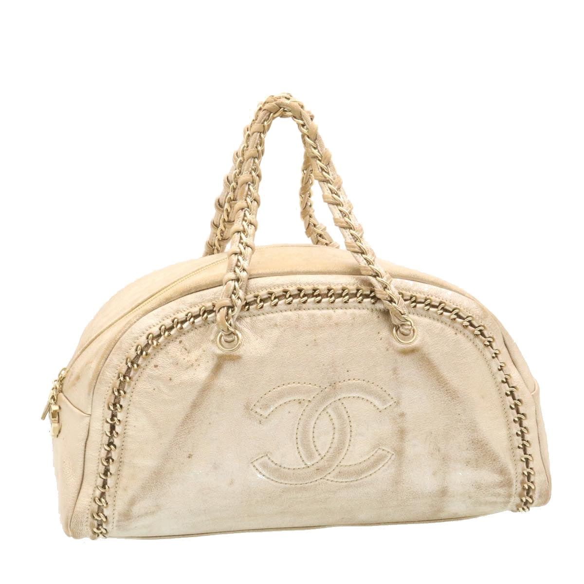 Luxury Chanel Caviar Skin Tote Bag Leather White CC  28380A