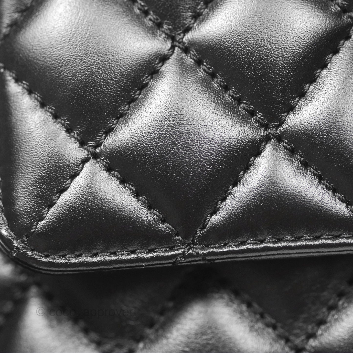 Chanel Small Coco Handle Quilted Black Calfskin Aged Gold Hardware