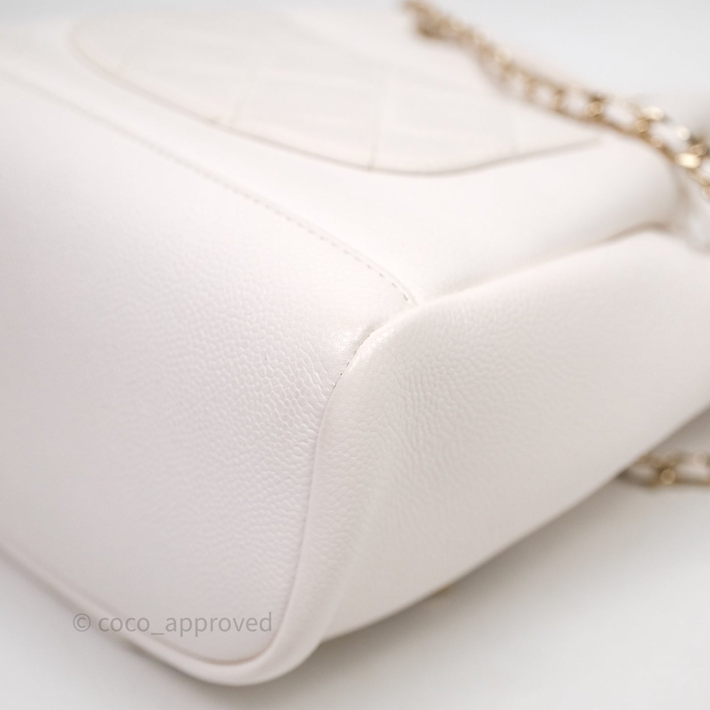Chanel Business Affinity Drawstring Bucket Bag White Caviar Gold Hardware