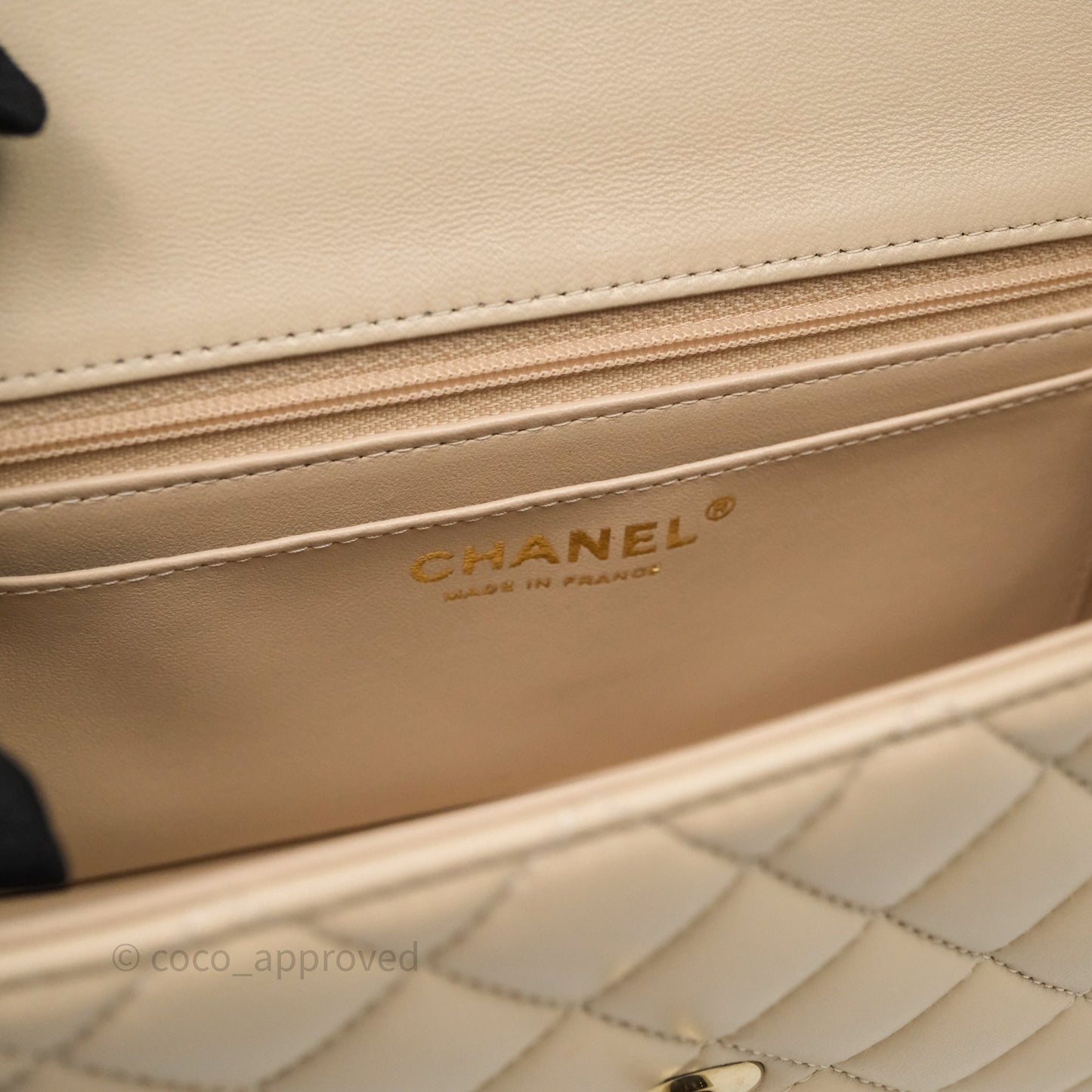 Chanel Top Handle Mini Rectangular Flap Beige Lambskin Shiny Gold Hardware