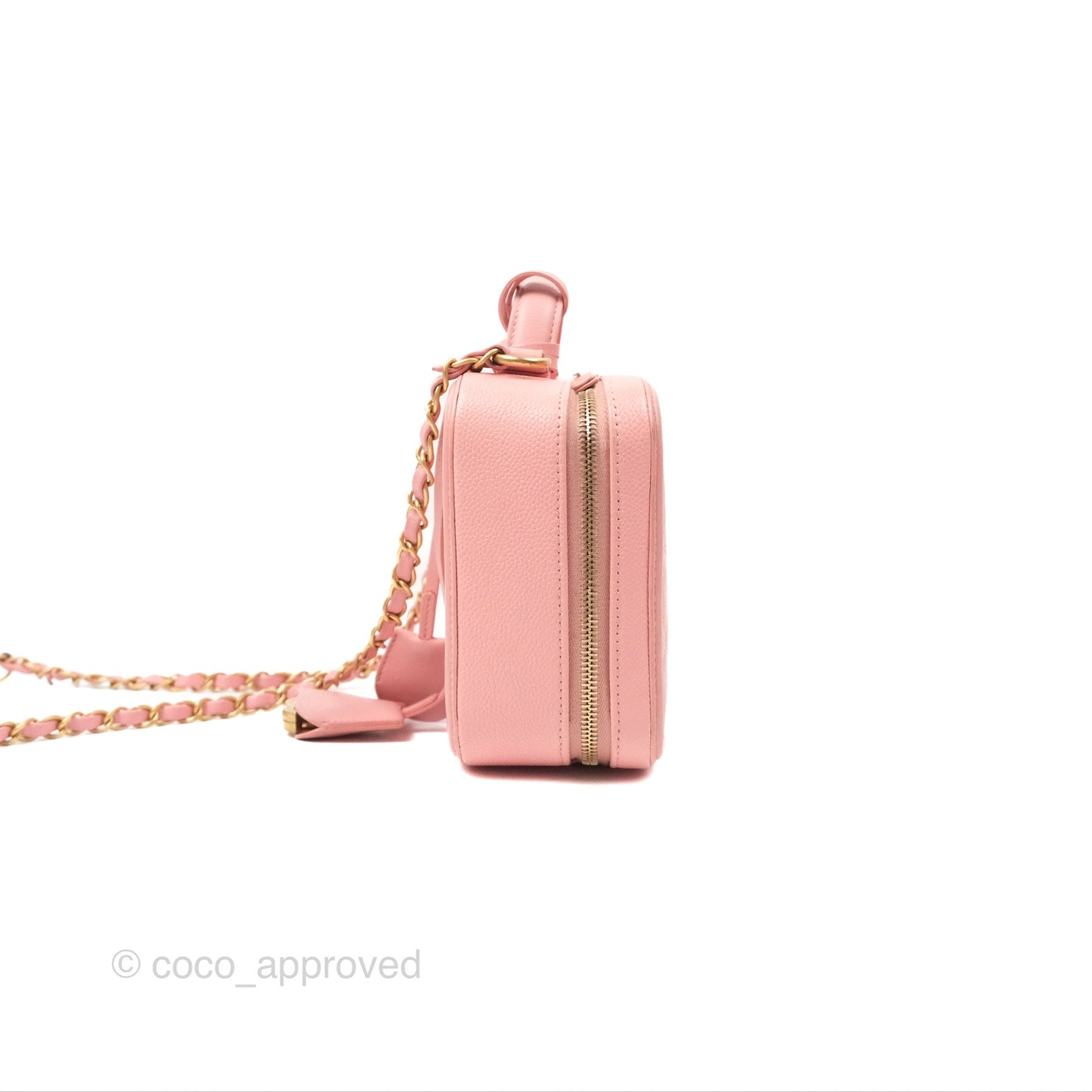 Chanel Quilted Medium CC Filigree Vanity Case Pink Caviar Gold Hardware