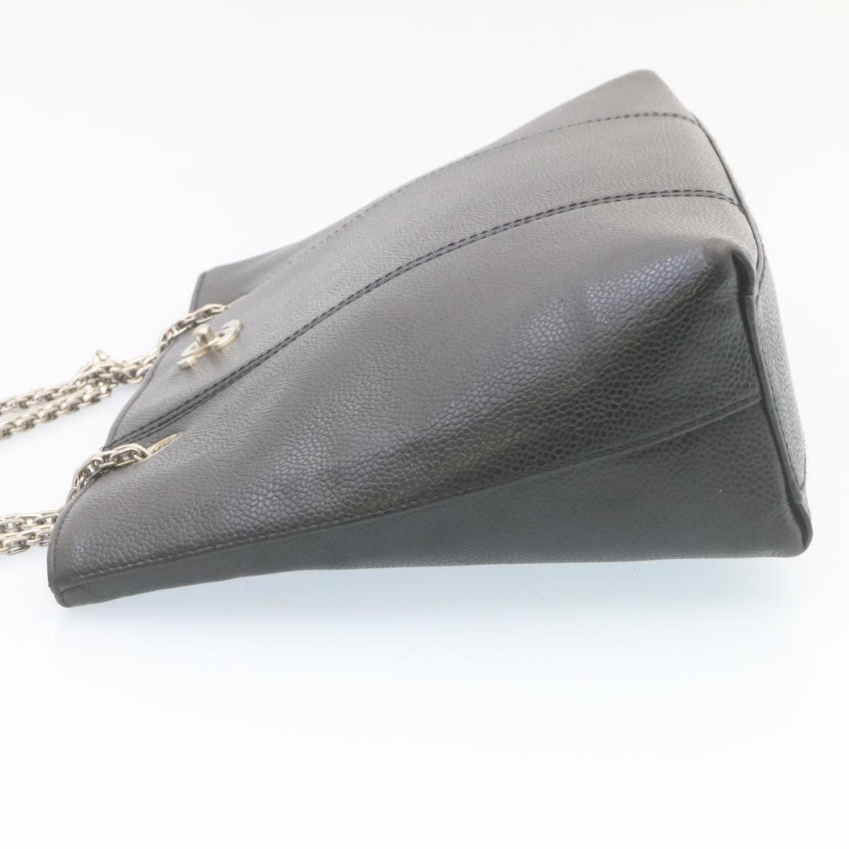 Luxury Chanel Caviar Skin Chain Shoulder Bag Leather Black CC  28395A