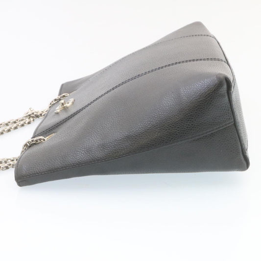 Luxury Chanel Caviar Skin Chain Shoulder Bag Leather Black CC  28395A