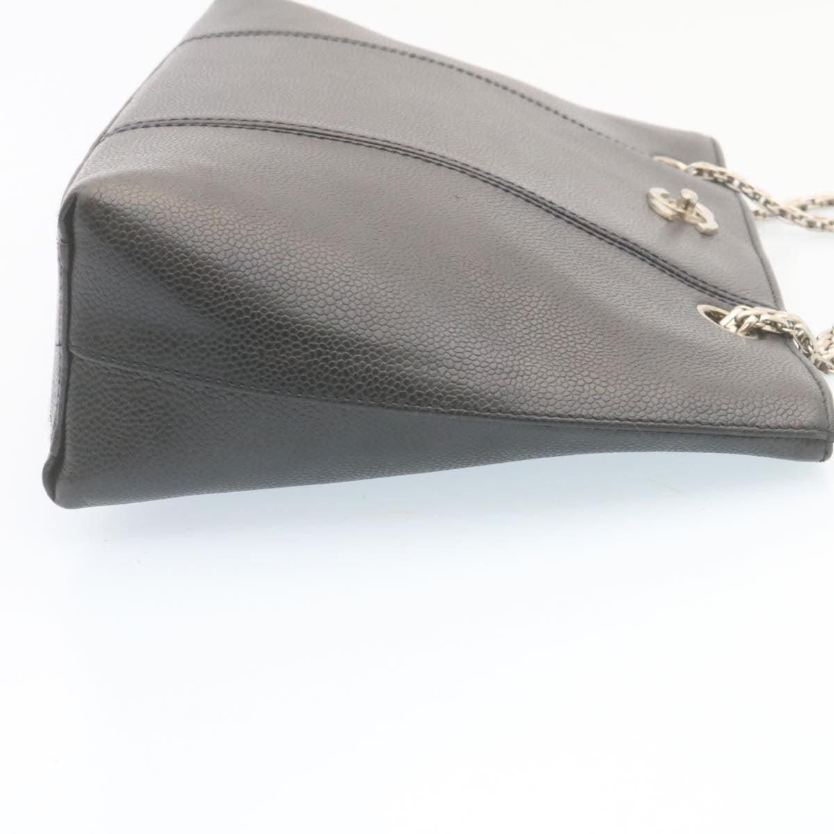 Luxury Chanel Caviar Skin Chain Shoulder Bag Leather Black CC  28395A