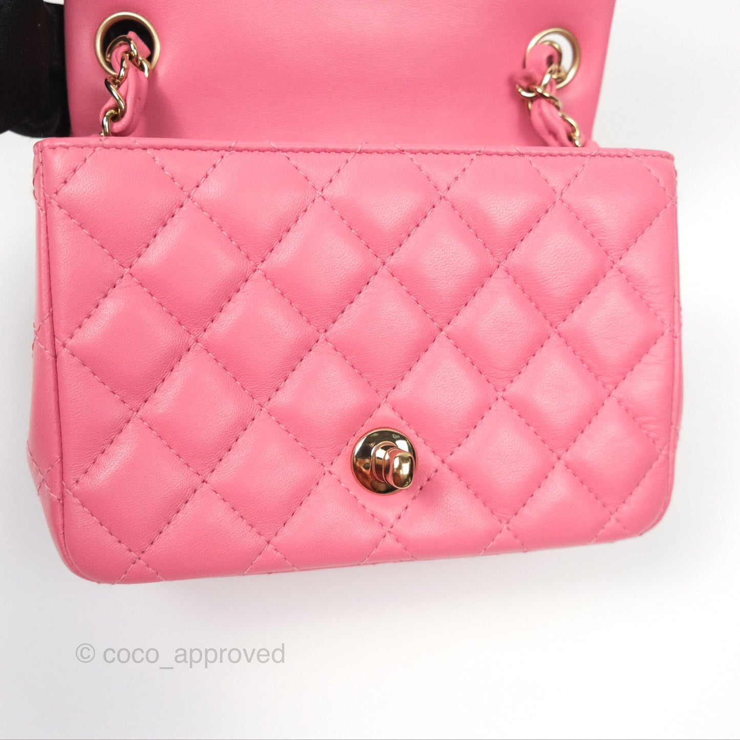 Chanel Quilted Mini Square Lambskin Pink Gold Hardware