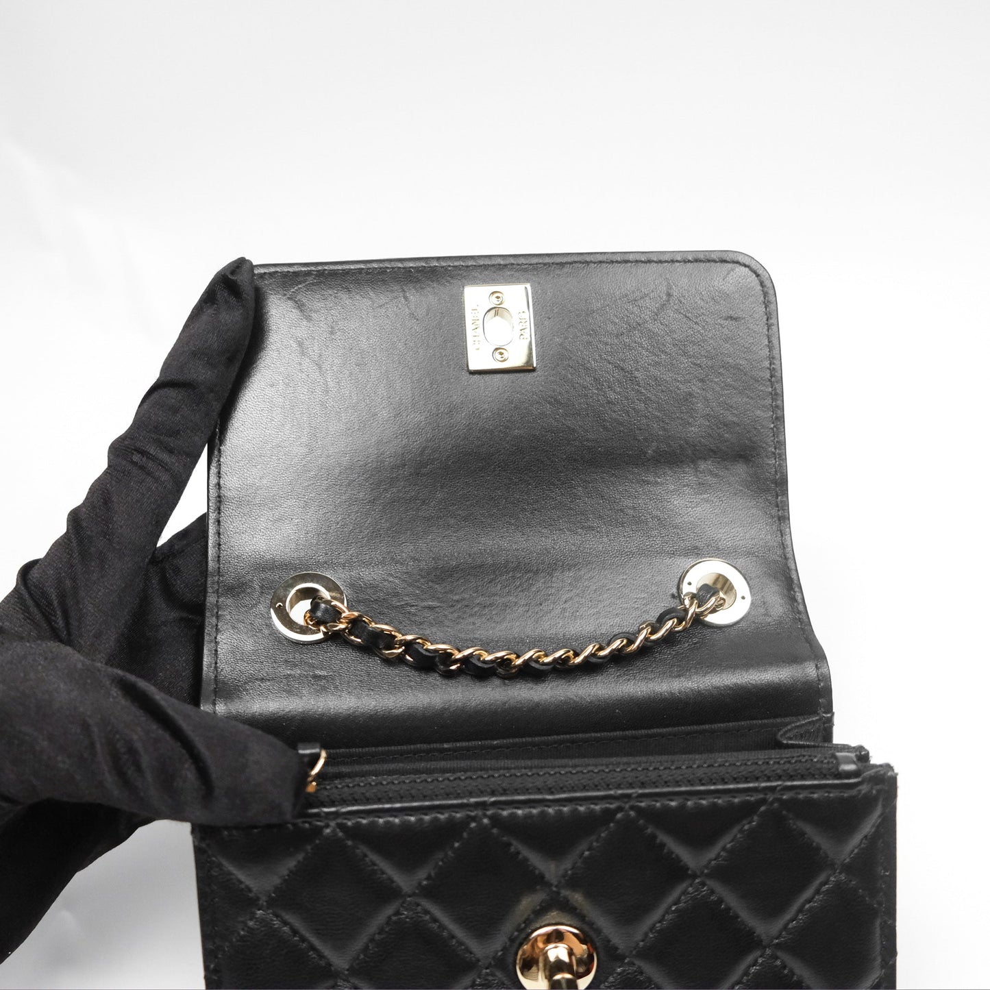Chanel Mini Trendy WOC Black Lambskin Gold Hardware