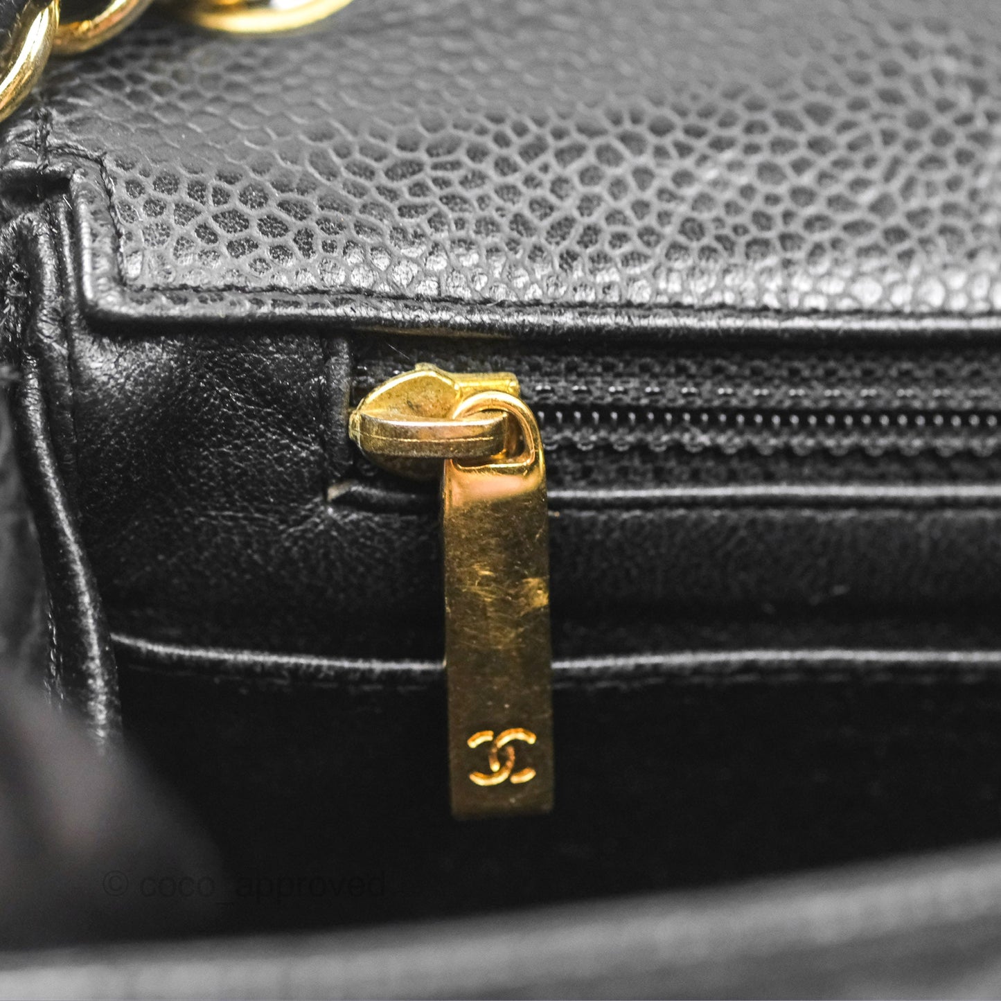 Chanel Vintage Mini Square Quilted Black Caviar Gold Hardware