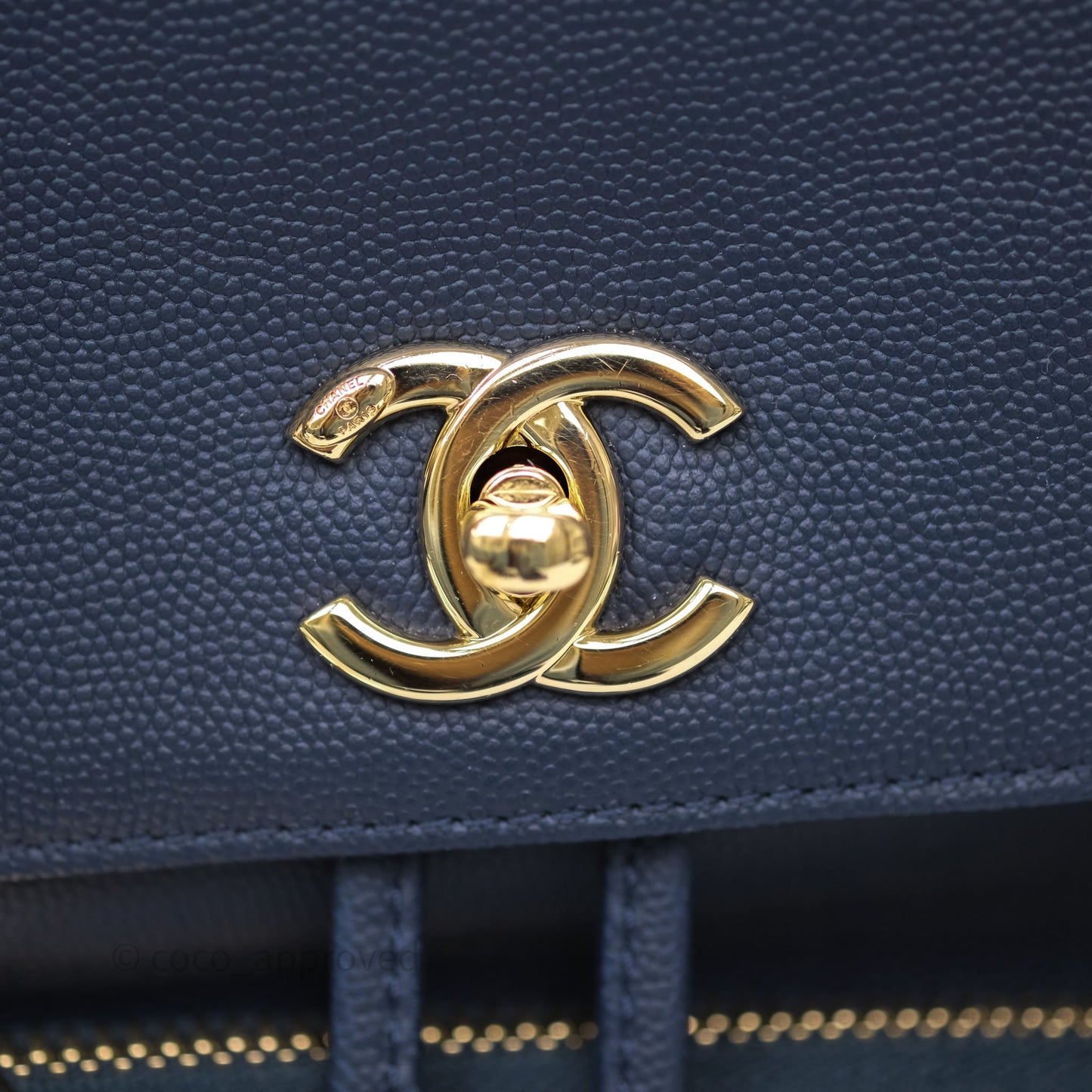 Chanel Quilted Business Affinity Backpack Navy Caviar Gold Hardware