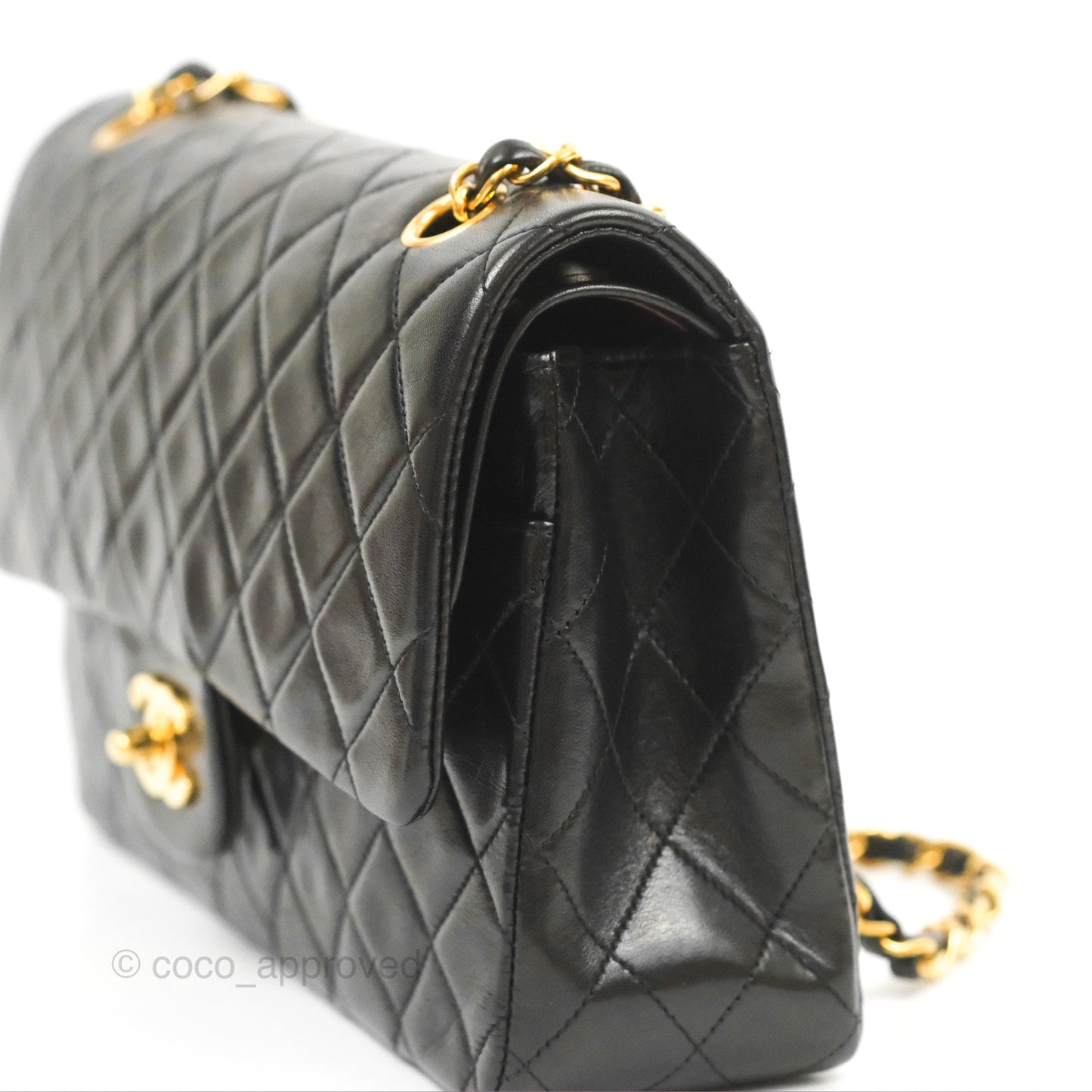 Chanel Vintage Medium Classic Flap Black Lambskin 24K Gold Hardware