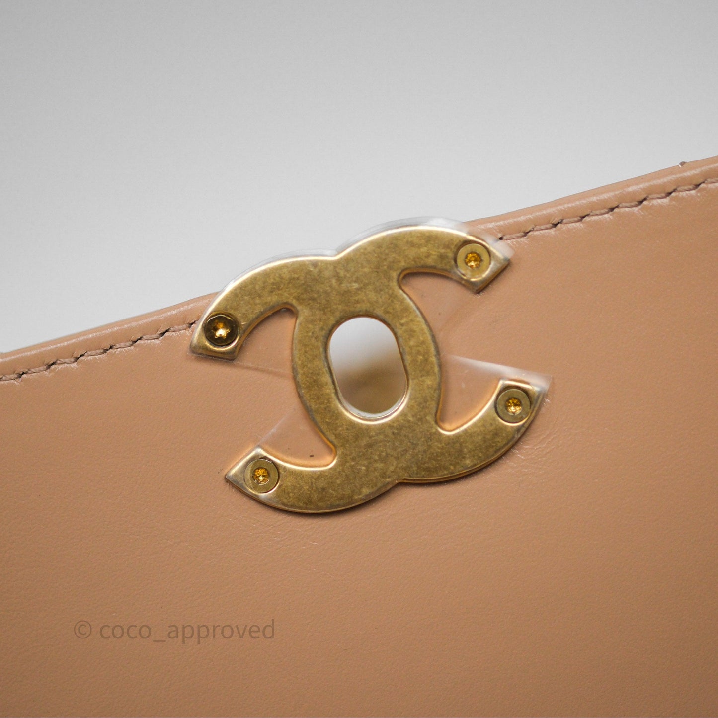Chanel Quilted Mini Perfect Fit Adjustable Beige Calfskin Gold Hardware