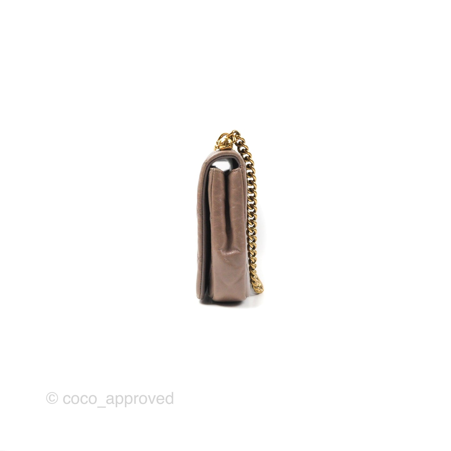Chanel Gold Bar Single Flap Dark Grey Glazed Calfskin Gold Hardware