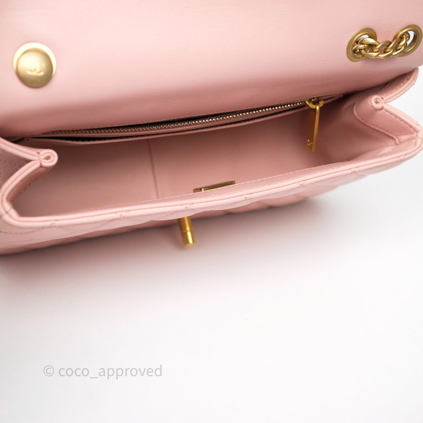 Chanel Quilted Flap Bag With Camellia Adjustable Lambskin Pink Aged Gold Hardware