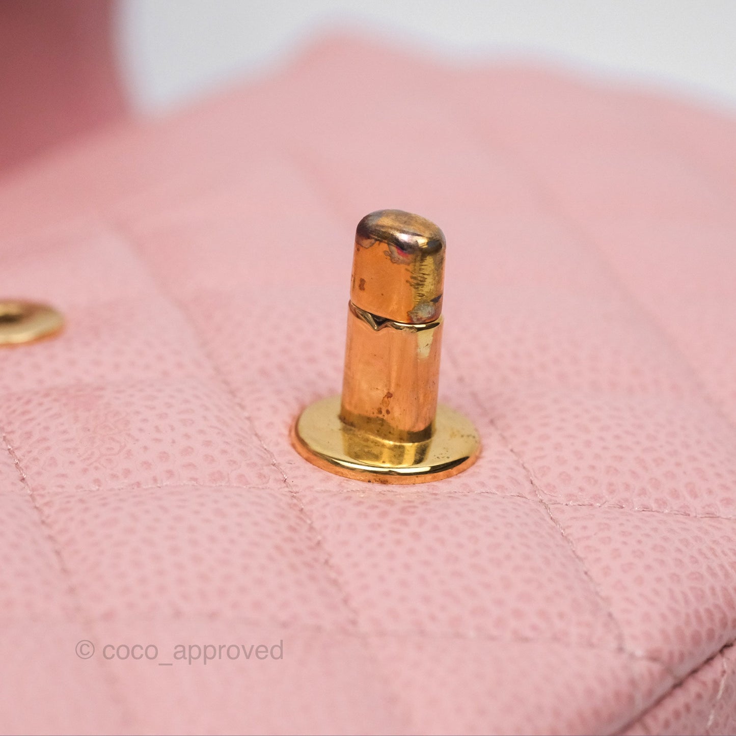 Chanel Vintage Classic M/L Medium Flap Quilted Sakura Pink Caviar 24K Gold Hardware