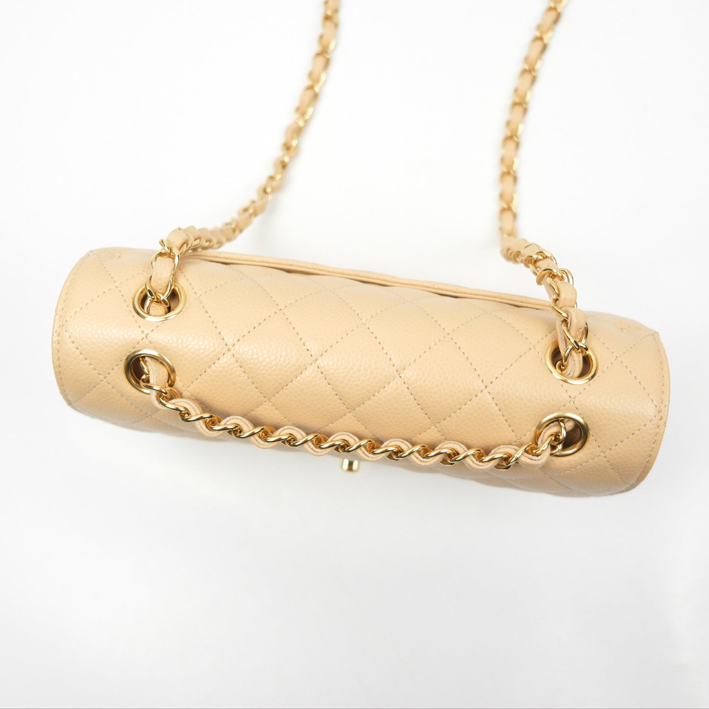 Chanel Small Quilted Classic Flap Beige Caviar Gold Hardware
