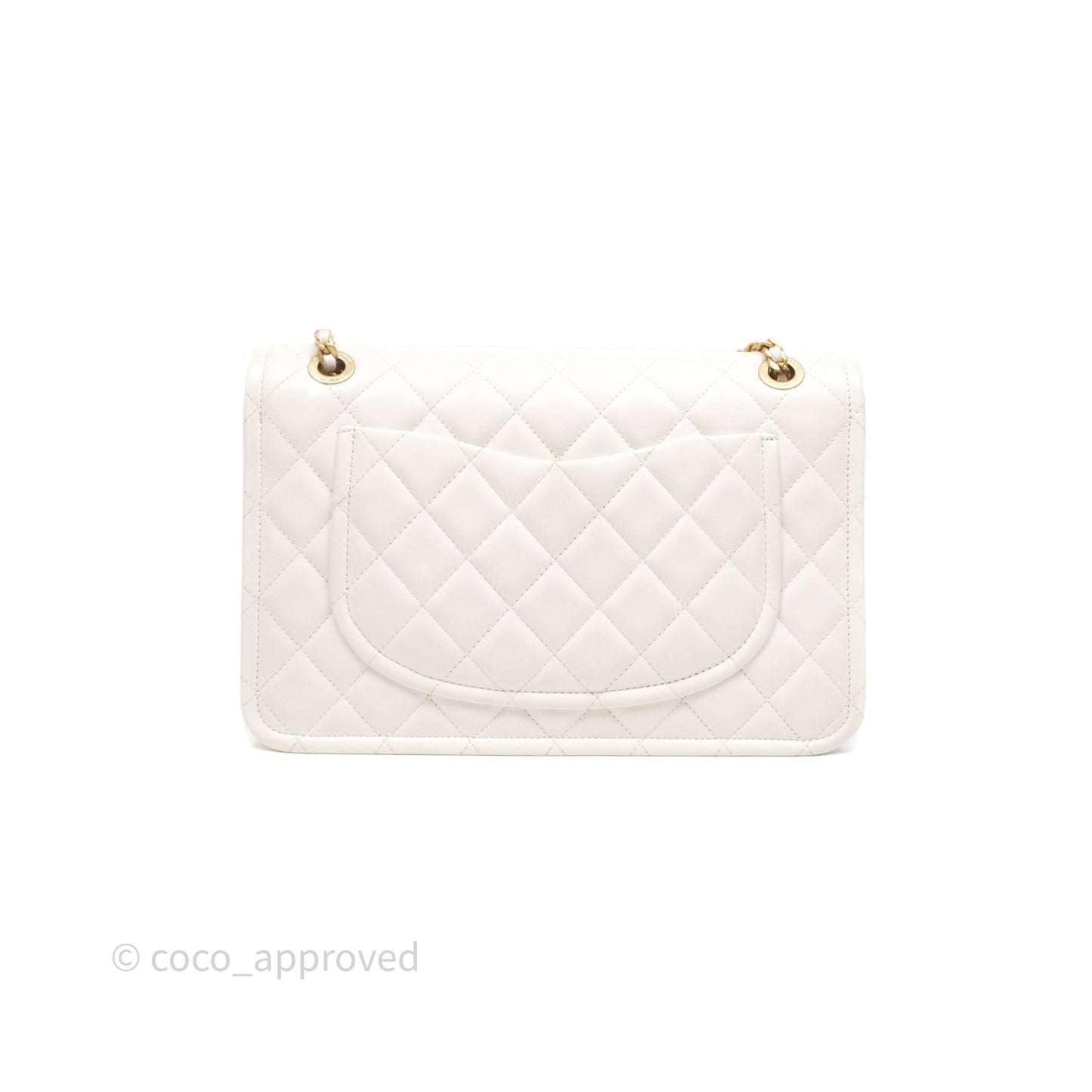 Chanel Large Quilted Sweet Classic Flap White Caviar Aged Gold Hardware