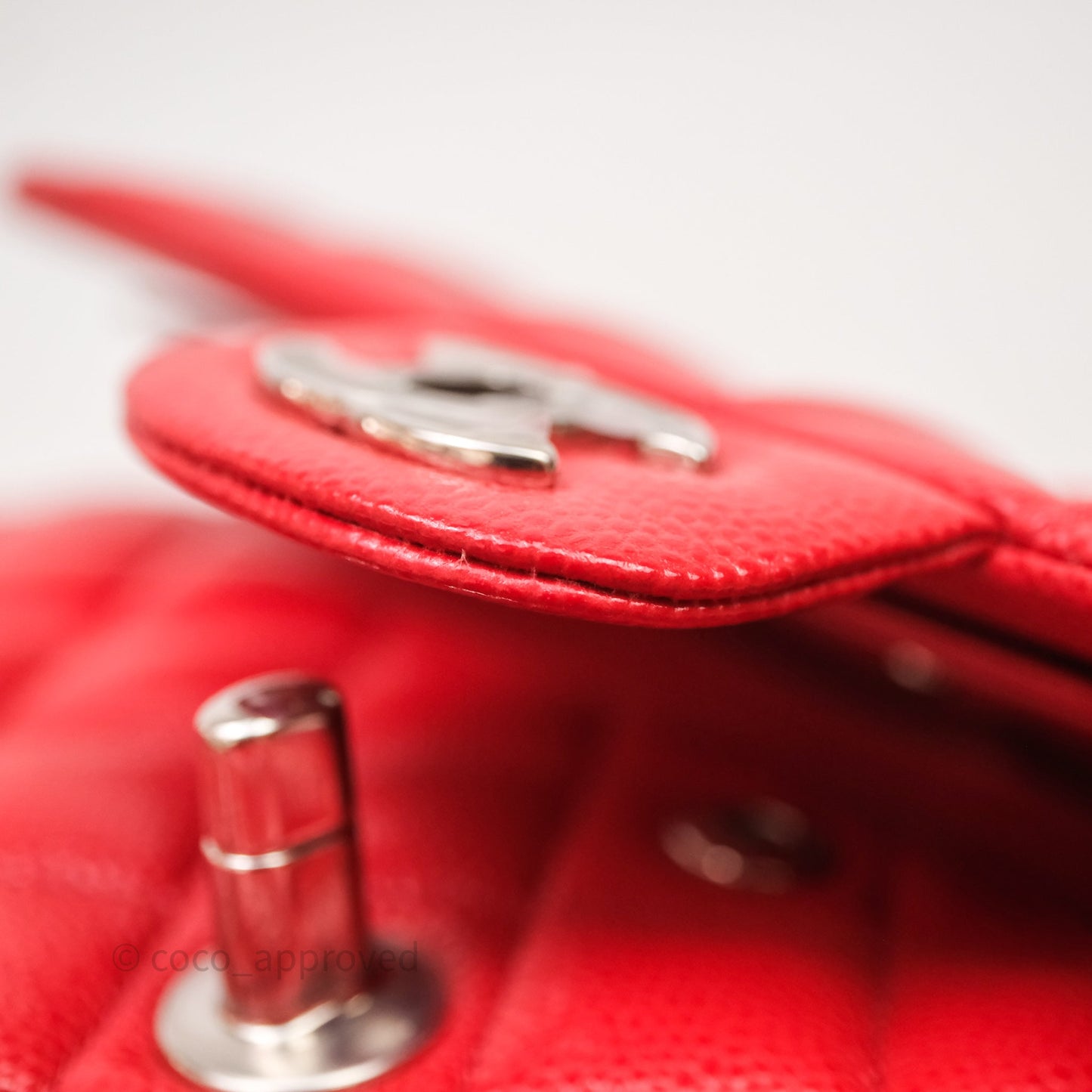 Chanel Small Classic Flap Quilted Red Caviar Silver Hardware