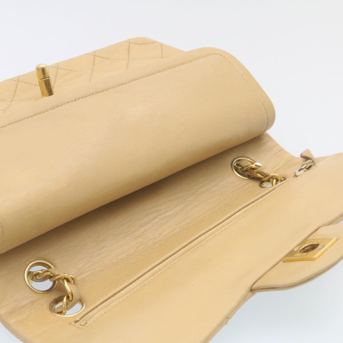 CHANEL Classic Matelasse23 Chain Flap Shoulder Bag Lamb Skin Beige  28468
