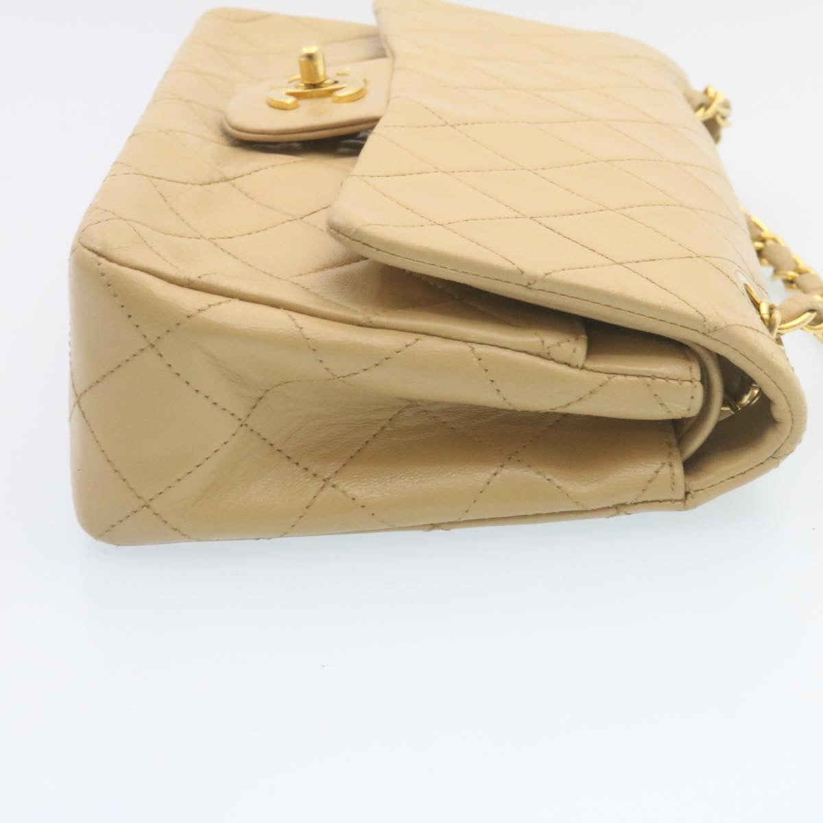 CHANEL Classic Matelasse23 Chain Flap Shoulder Bag Lamb Skin Beige  28468