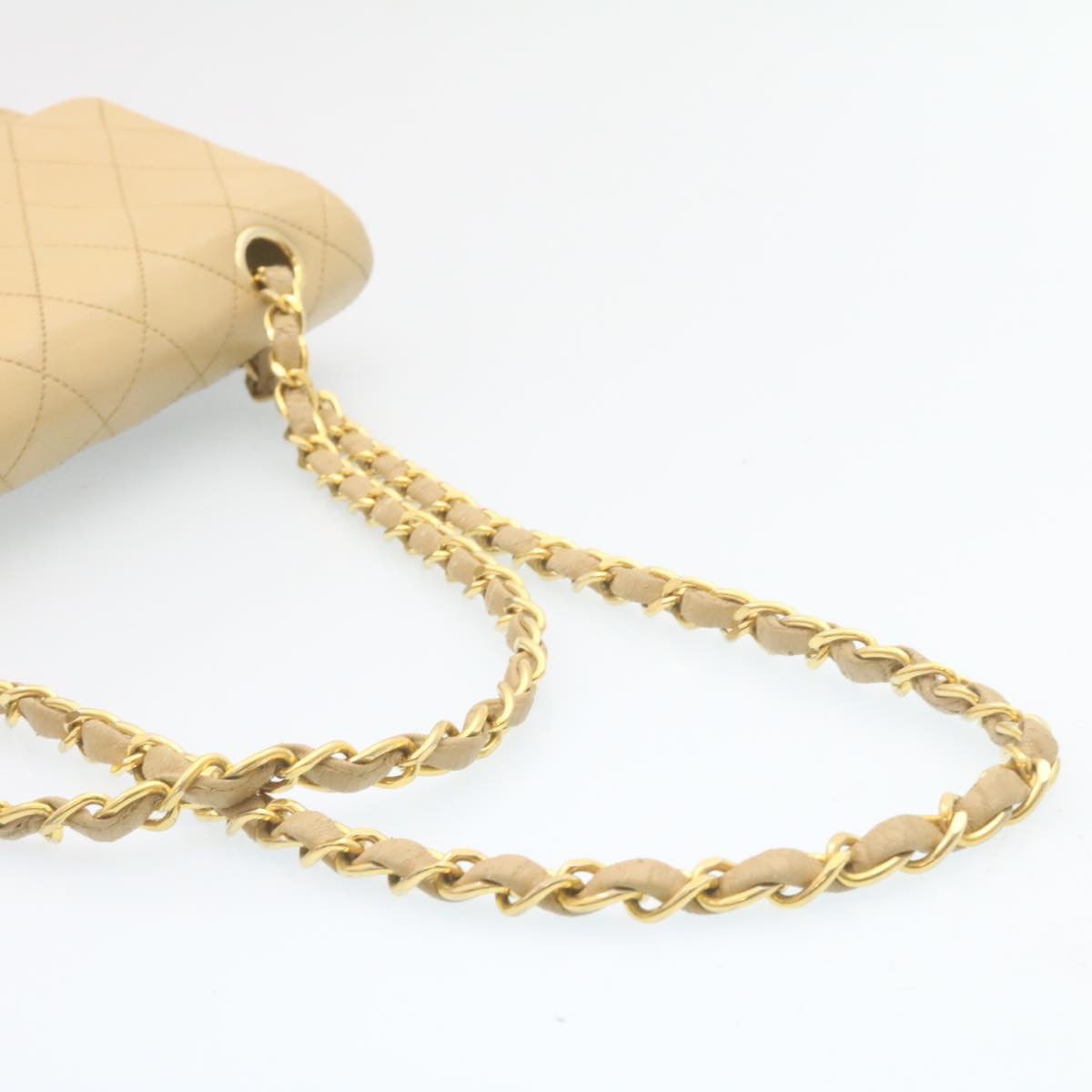 CHANEL Classic Matelasse23 Chain Flap Shoulder Bag Lamb Skin Beige  28468