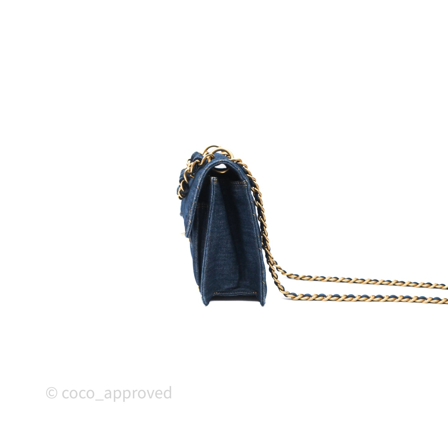 Chanel Square Flap Bag Denim Aged Gold Hardware
