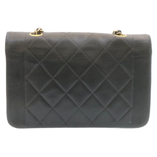 Luxury Chanel Chain Turn Lock Diana Matelasse Shoulder Bag Lamb Skin Black  28470A