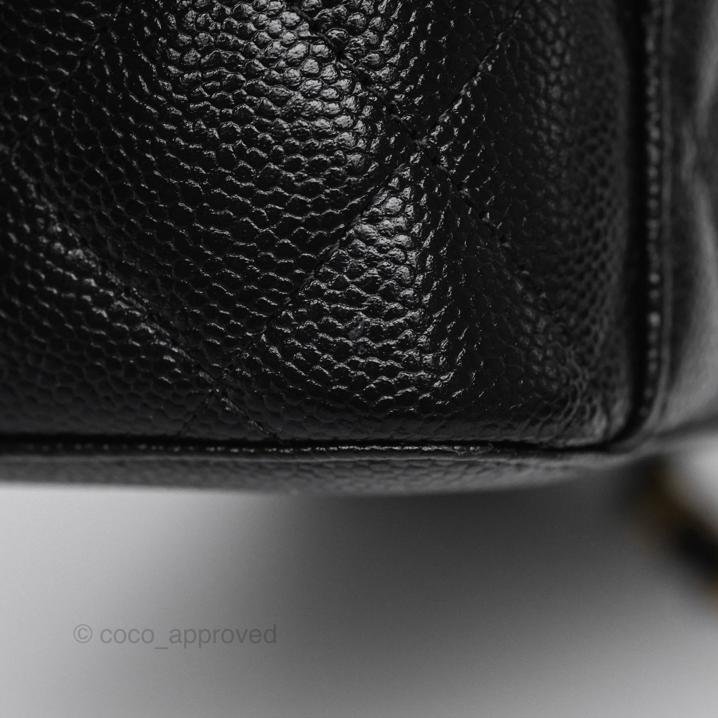 Chanel Logo Top Handle Vanity Rectangular Black Caviar Aged Gold Hardware