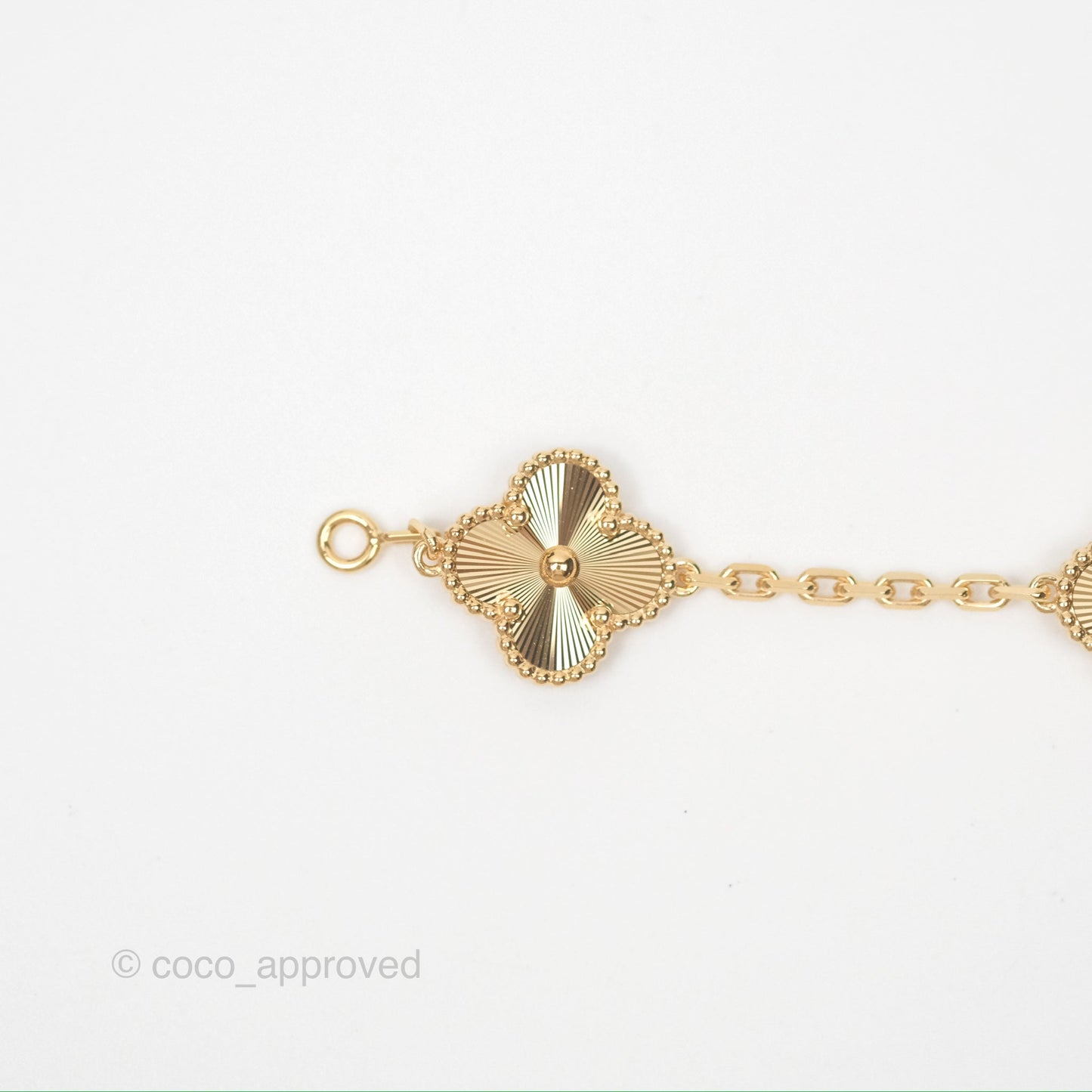 Van Cleef & Arpels Vintage Alhambra 5 Motifs Guilloche Yellow Gold Bracelet
