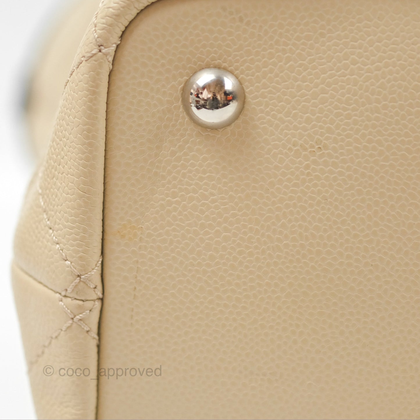 Chanel Large Fever Shopping Tote Quilted Beige Black Caviar
