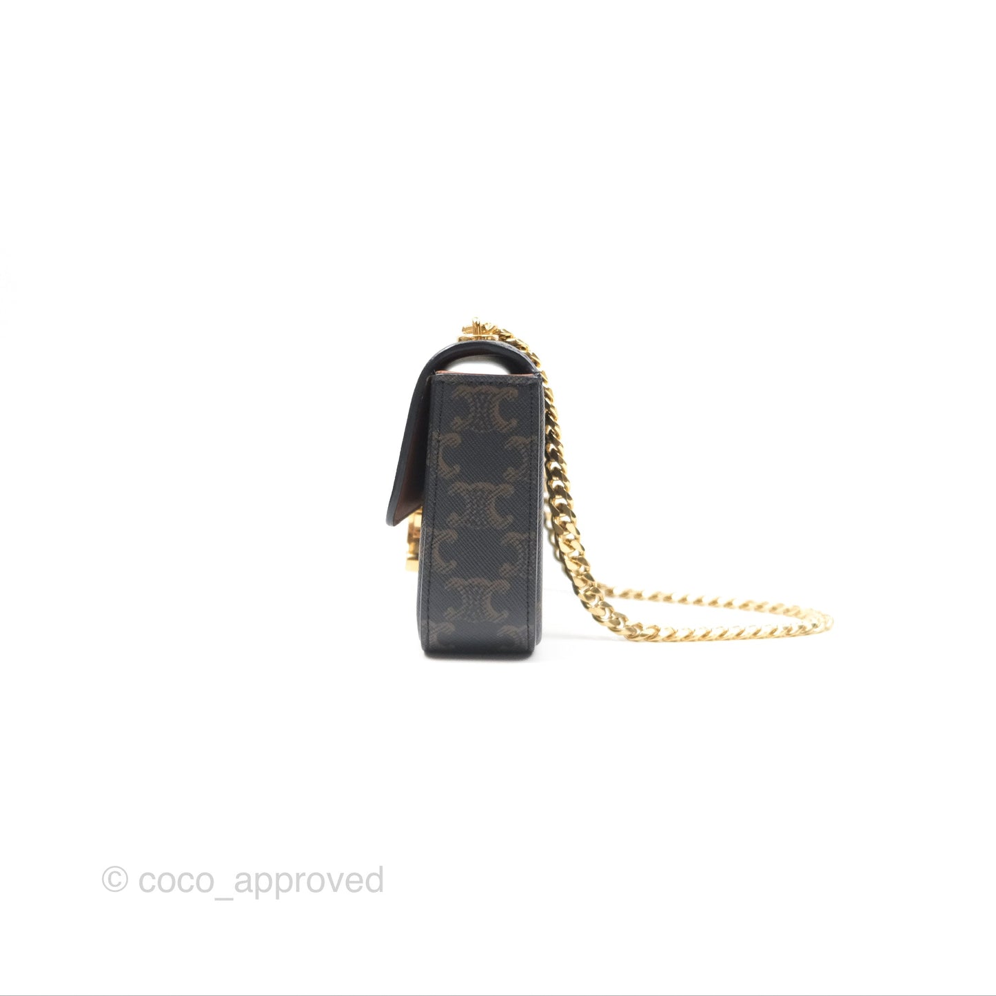 Celine Chain Shoulder Bag Claude in Triomphe Canvas Tan