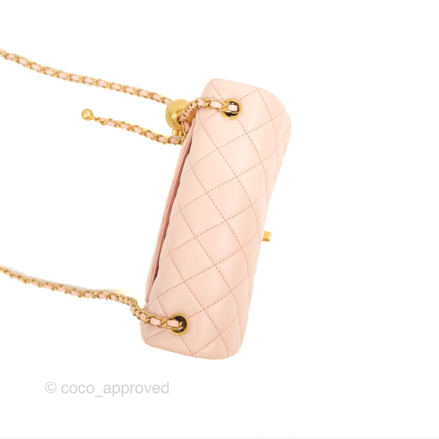 Chanel Pearl Crush Mini Rectangular Light Pink Lambskin Aged Gold Hardware