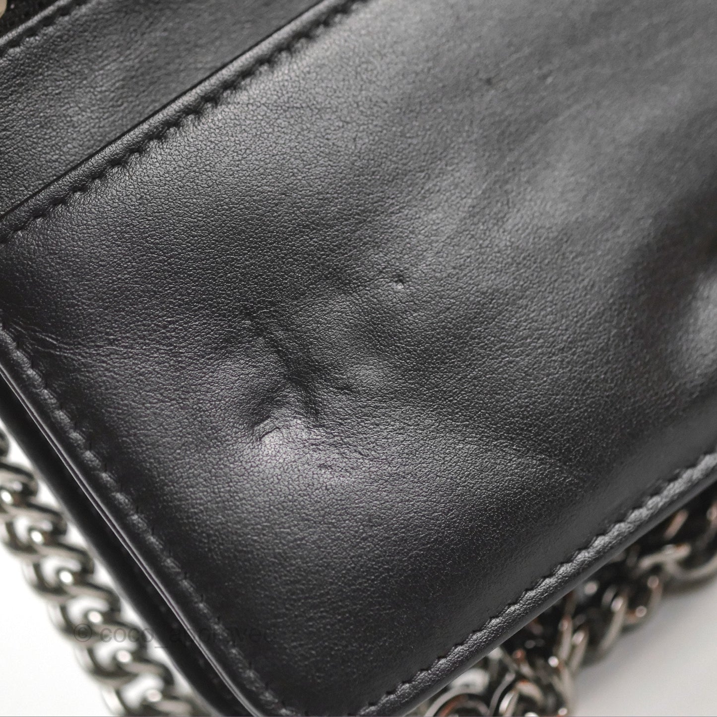 Chanel Quilted Boy Wallet on Chain WOC Black Aged Calfskin Gun Metal