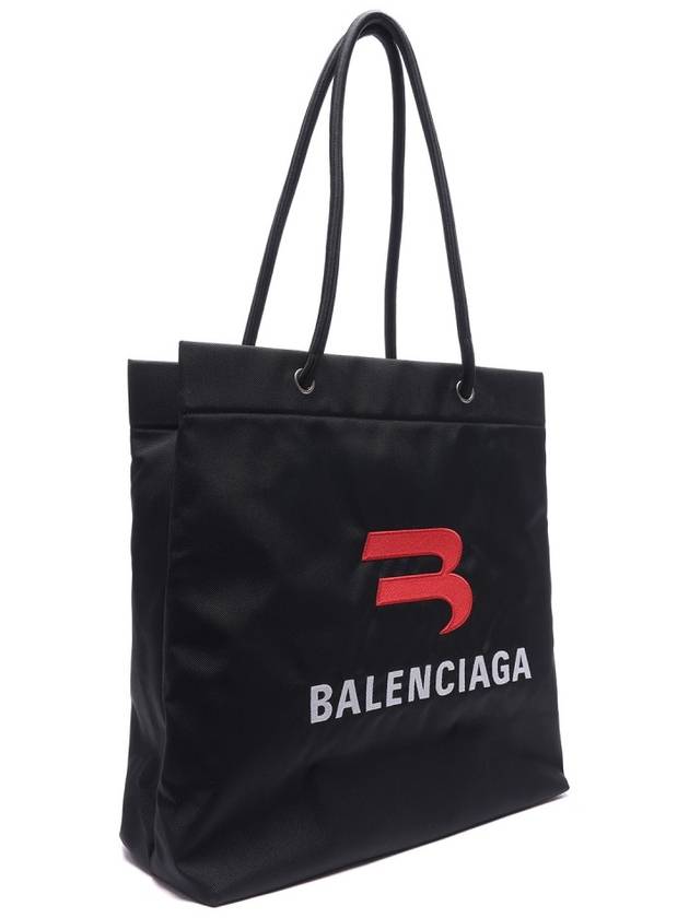 Luxury Balenciaga Explorer Embroidered Logo Tote Bag Black