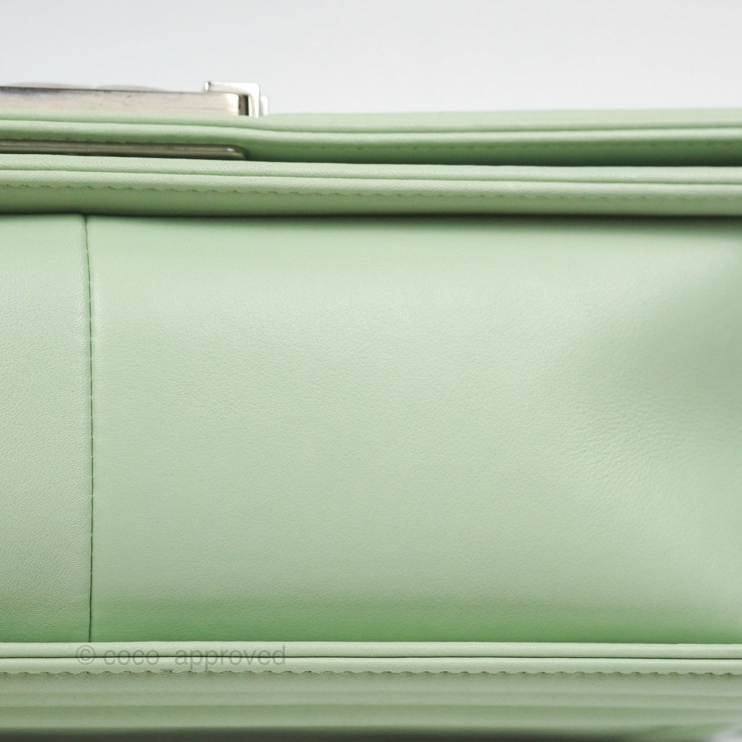 Chanel Medium Chevron Boy Mint Green Calfskin Silver Hardware