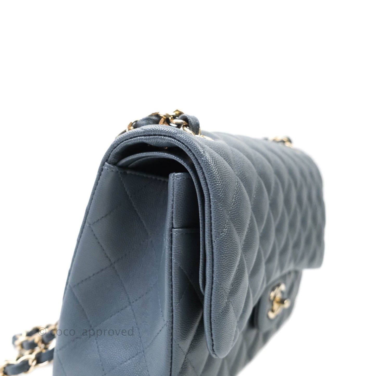 Chanel Jumbo Double Flap Grey Caviar Gold Hardware⁣⁣ 18B